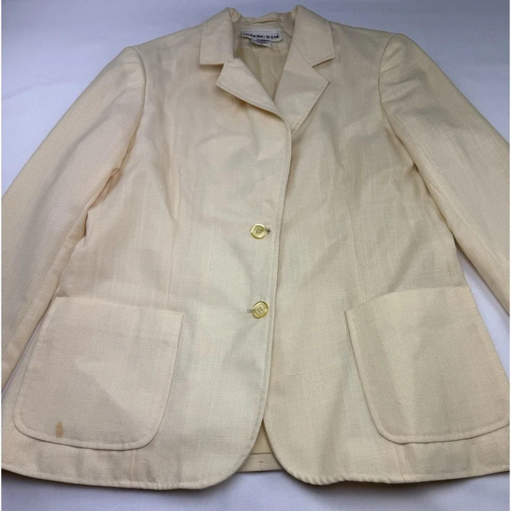 Changing Scene Womens Blazer Size 16‎ Cream Linen Blend Vintage